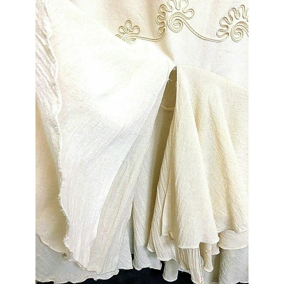 Mexico Lindo Embroider Asymmetrical Ruffleled Skirt M 100% Algodon Off White NWT - Picture 5 of 8